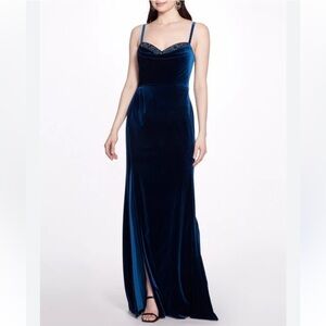 Marchesa Notte Cowl Neck Velvet Gown